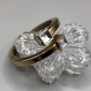 Designer/runway style gold tone clamper bracelet modernist statement